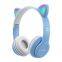 Foldable Cute Cat Ear Headphones Party Fashion BT Wireless Blue Tooth Headset Led Color RGB Light Tws Wireless Headphone