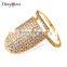 Full Crystal Cubic Zirconia Luxury Wedding Party White Gold CZ Finger Nail Ring