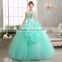 A line fashion style lake green appliqued strapless girls prom ball gown wedding dresses                        
                                                Quality Choice
                                                    Most Popular
