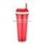 Hot sale 24oz acrylic novel double wall tumbler cups with straw