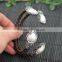 LFD-B001 Druzy Pearl Pave Rhinestone Leather Bangles Bracelet Jewelry Finding