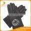 Women Classic Black Faux Suede Gloves With Rabbit Fur Ball