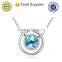 nickel plating blue crystal round shape necklace
