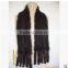Women Winter Knitted Real Mink Fur Scarf with Hood