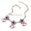 2015 New Design Water Drop Resin Beads Necklace, Blue Gem Jeweled Statement