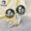 natural pearl rings silver 925 tahitian black pearl ring 8-9mm high luster perfect round pearl