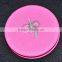 Roud leater makeup compact mirror with four leaf clover