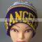 stripe jacquard knitted beanie hat with pom pom,beanie hats with top ball