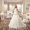 VDN23 Beautiful Tulle A Line Bridal Formal Party Gown 2016 Hand Made Lace Appliqued Illusion Neckline Wedding Dress for Weddings