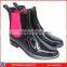 Galoshes Black PVC Waterproof Rain Boots, Women Ankle Flat Heel Shoes