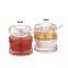 Wholesale Crystal clear 138ml three pieces Acrylic condiment pot set with tray 650