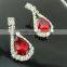 Wedding Bridal Prom Red Rhinetone Crystal Necklace Earrings Jewerly Set