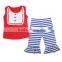 Latest design in kids wear wholesale fashion clothing bib shirt 3/4 leggings boutique 4th of July baby outfits Girls summer sets