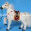 Brown White Standing Horse Realistic Replica Figurine Furry Animal Racing Pony