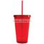 FDA approved bpa free colorful plastic tumblers with straw lid