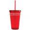 FDA approved bpa free colorful plastic tumblers with straw lid