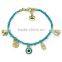 gold evil eye fatima hand peace sign four leaf clover elephant charms bracelet wax cord handwoven friendship bracelet luck charm