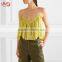 Women Ladies Spaghetti Strap Tops Cropped Ruffled Cotton Cami Top