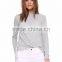 Woman gray color hign neck long sleeve fashion fringe blouse
