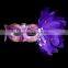 2016 Wholesale cheap halloween carnival party purple feather masquerade mask