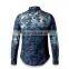 2016 Camouflage style men washed denim casual shirt