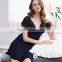 Fashion design soft comfotabel deep V modal sexy see through lace women sleepwear night dress