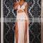 2015 ladies fashion max long sexy split sleevess drape zip dress