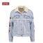 Factory OEM Embroidered Sherpa Lining Womens Denim jacket