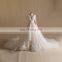 Pretty Plunge Neck Long Sleeve Lace Applique Wedding Dress Luxurious Long Train