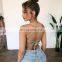 LAITE T2021 100% cotton women backless sling crop tops ladies solid color sexy crop tank tops women tank tops