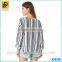 2016 wholesale clothing cheap long sleeve striped blouse for women