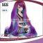 purple blue and brwon color mixed customized curly baby doll hair wigs