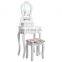 Dressing Table Set with Stool and Mirror Makeup Desk 3 Drawers Vanity Furniture Easy to assemble adult size for tiny room