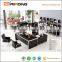 Most popular stainless steel frame leather tempered glass teapoy