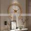 Drop Ship Fashion Metal 50cm Semicircle Iron Wall Clock Mute Gold Watch Wall Clocks For Wall Decoration  Metal