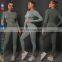 Custom Workout Clothing 2 Piece Suit Knit Long Sleeve Top High Waist Leggings Gym Fitness Sets Seamless Yoga Set For Women