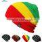 promotional custom your own logo fitted new fashion black color striped rasta beanie tam hat