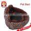 Footprint Leopard Pet Dog Cat Bed House Kennel Doggy Warm Cushion Basket S
