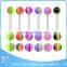 Factory direct sale surgical steel women colorful resin ball best design tongue ring