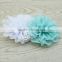 New Sytle Eyelet Fabric Flowers Hair Accessory For Kid's, 3.75 inch chiffon lace scallop flower