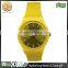 Simple style yellow color 3 hands analog kids watch silicone