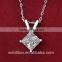 wholesale fashion jewelry 925 sterling silver CZ diamond square shape pendant necklace gift