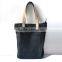 Custom Denim Tote Bag With Leather Trim