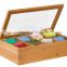 High qualtiy factory supplied painted wooden tea cup bags storage box with compartments