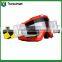Motorcycle goggle with solid roll off system on lens