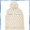 Beige chunky knit custom blank pom beanie/ladies fashion knitted hat patterns