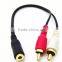 3.5mm AUX-IN adapter jack RCA extension 2 male to 1 female