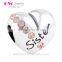 X121A Globalwin 925 European Swing Charm, Diamond Heart Bead Charm