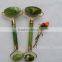 logo design healing hot stone Chinese natural green jade massager art gift crafts