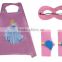 Different superheros cape and mask with wristbands costumes set for girl